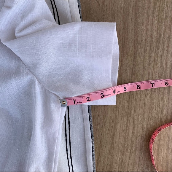 Vintage Dress 1970s striped With red and white Bow patterned sash Linen Feel - Picture 10 of 16